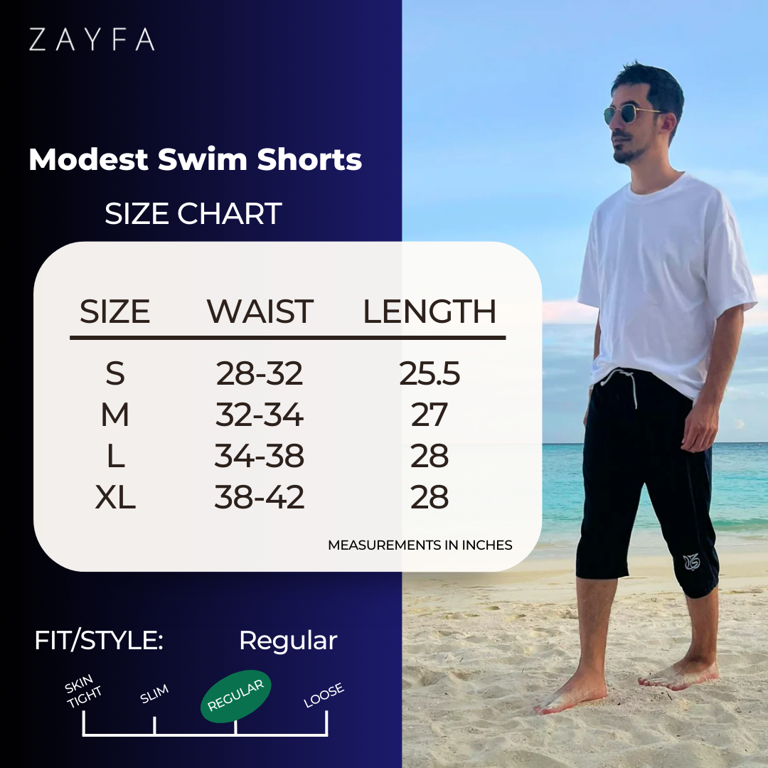 ZAYFA Men's Modest Swim Shorts